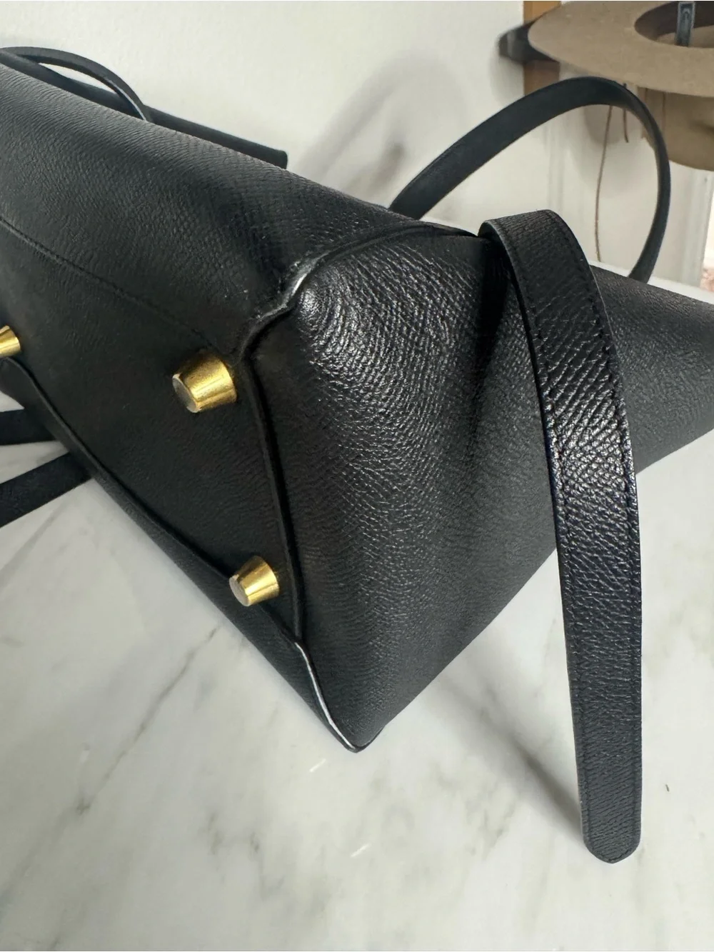 Céline Celine Belt Bag Leather 2 Way Handbag Black EUC